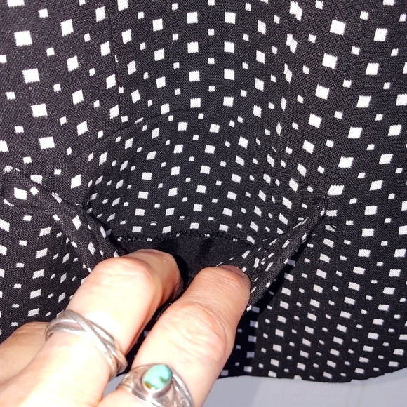 10 AMANDA & CHELSEA Tiny Polka Dot Black White Stretchy Career Blazer Jacket - Picture 7 of 10